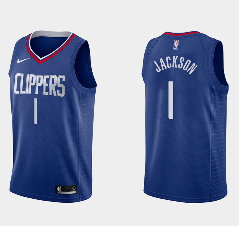 Men's Los Angeles Clippers #1 Reggie Jackson Royal Icon Edition Stitched Basketball Jersey